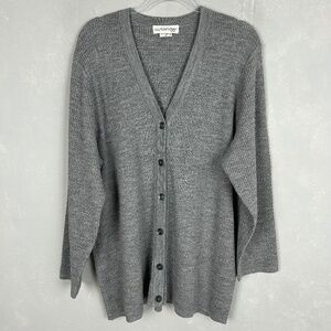 Outlander plus size 2X knit cardigan wool blend gray ribbed v-neck buttoned VTG